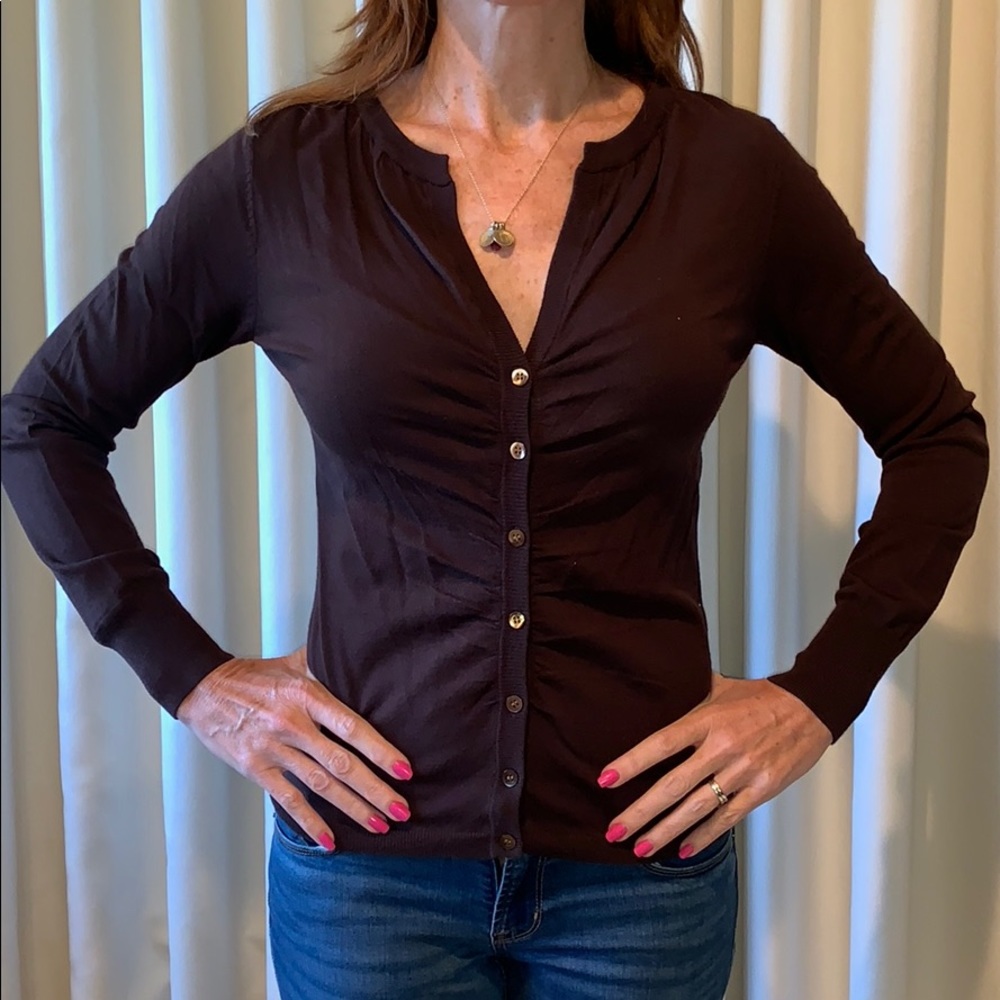 Chocolate Brown Shirred Cardigan